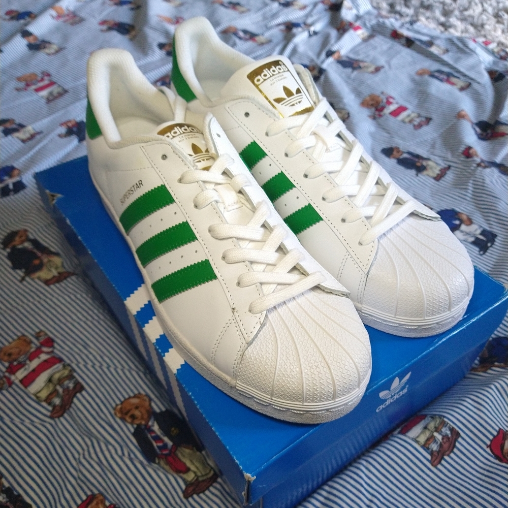 Brand New Adidas Superstar Low top Pro Model Sneakers Size 11 white green nwot